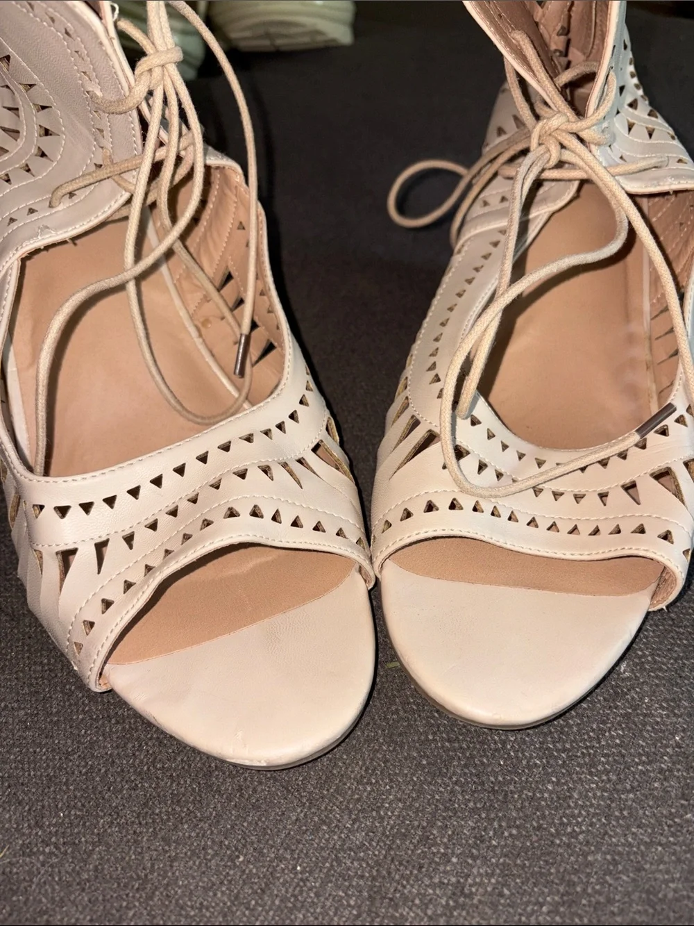 Torrid taupe lace up heels